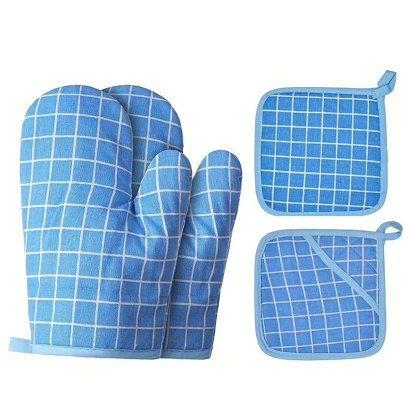 Oven Gloves and Pot Holder 4pcs Set, High Heat Resistance 500 Degrees Super Thick Kitchen Extended Oven Gloves