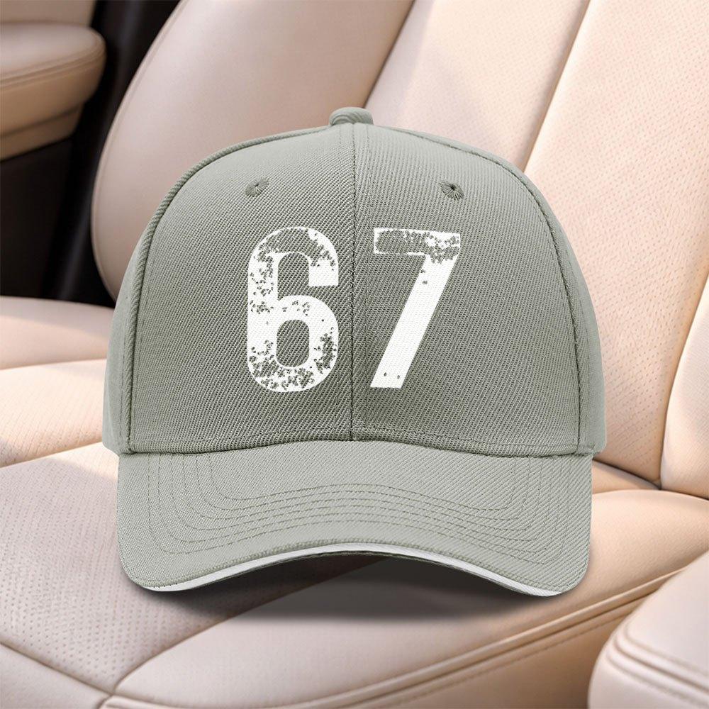 67 Number Print Sandwich Baseball Cap Adjustable Duckbill Cap For Men Women