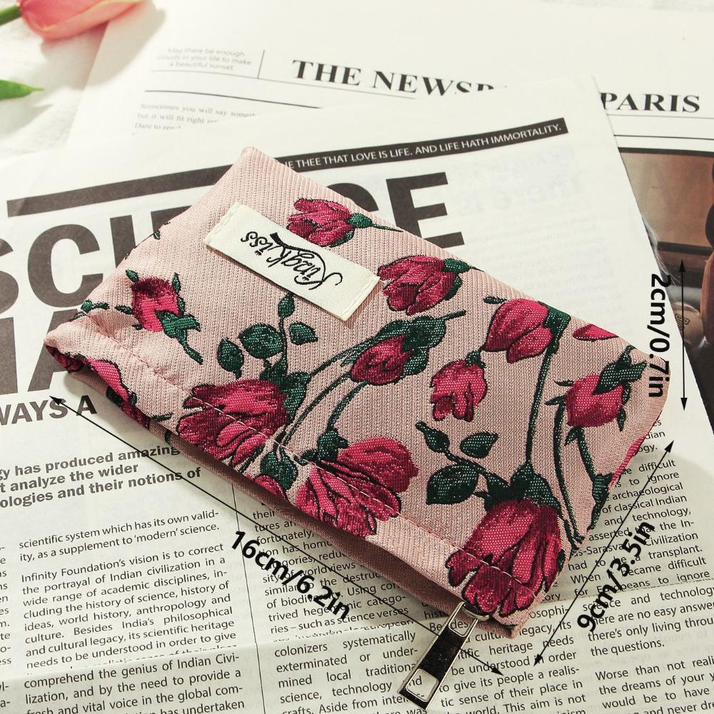 

Vintage Flower Print Women Portable Makeup Bag Travel Cosmetic Lipsticks Storage Pouch Handbag Ins Fahsion Small Makeup Bag