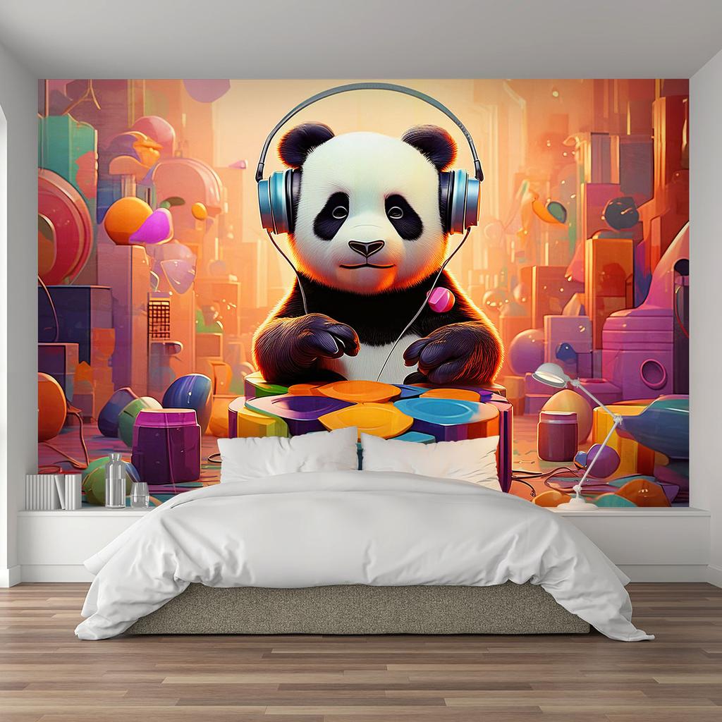 Wallpaper Panda in headphones