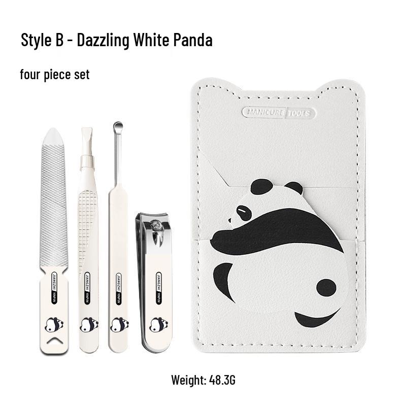 Cartoon Nail Clipper Set: Cute, Portable Grooming Kit with Cuticle Pusher, Tweezers, and Ear Pick for Men & Women.