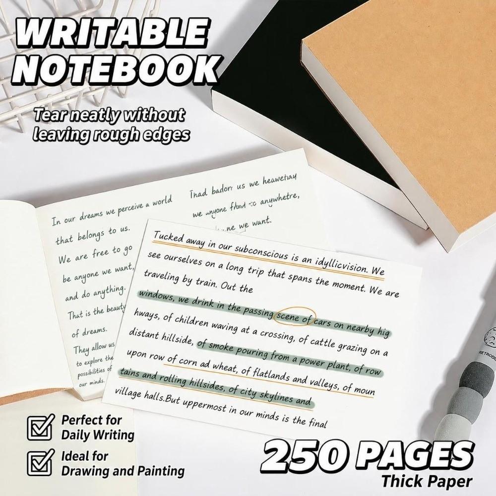 250 Sheets Blank Sketch Pad Portable Sketch Notebook Thick Notepad Drawing Supplies