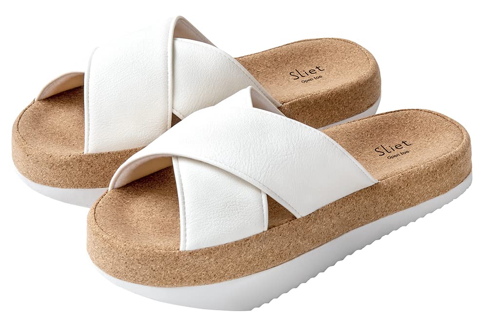 Alphax Sliet Core Training Slippers, Indoor, Open-Toe, Core-Strengthening Slippers, White, Sizes 23.0-24.5cm