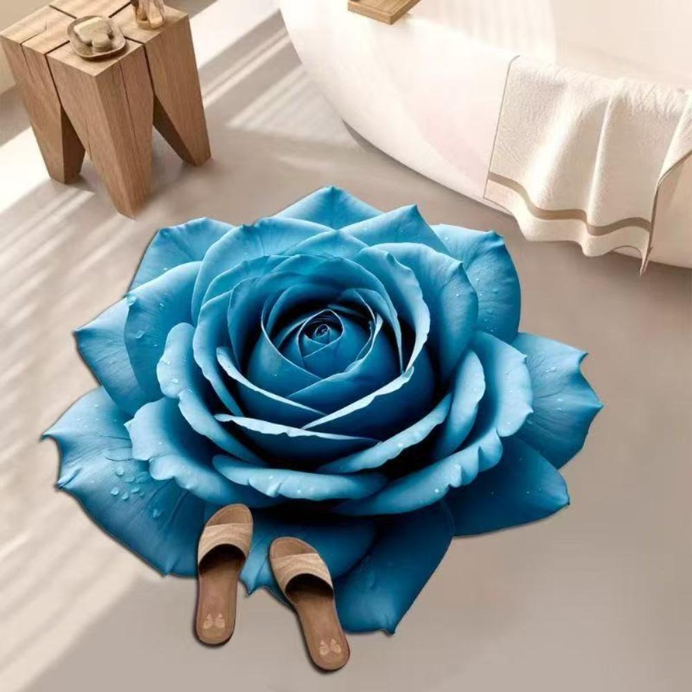 Durable Special-shaped Flower Carpet Soft Non-slip Bathroom Floor Mat Absorbent Rose Floor Mat for Living Room Tea Table Bedside