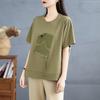 Dimanaf 2025 Sommer Pluss Størrelse T-skjorte Dame Lappeteppe Kortermet Løse Topper T-skjorter Casual Ny