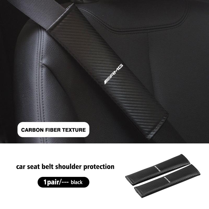 1/2Pcs Carbon Fiber Leather Car Seat Belts Cover Shoulder Protect Pad For Mercedes Benz AMG A B C E S G Class W201 W210 W108 UC0
