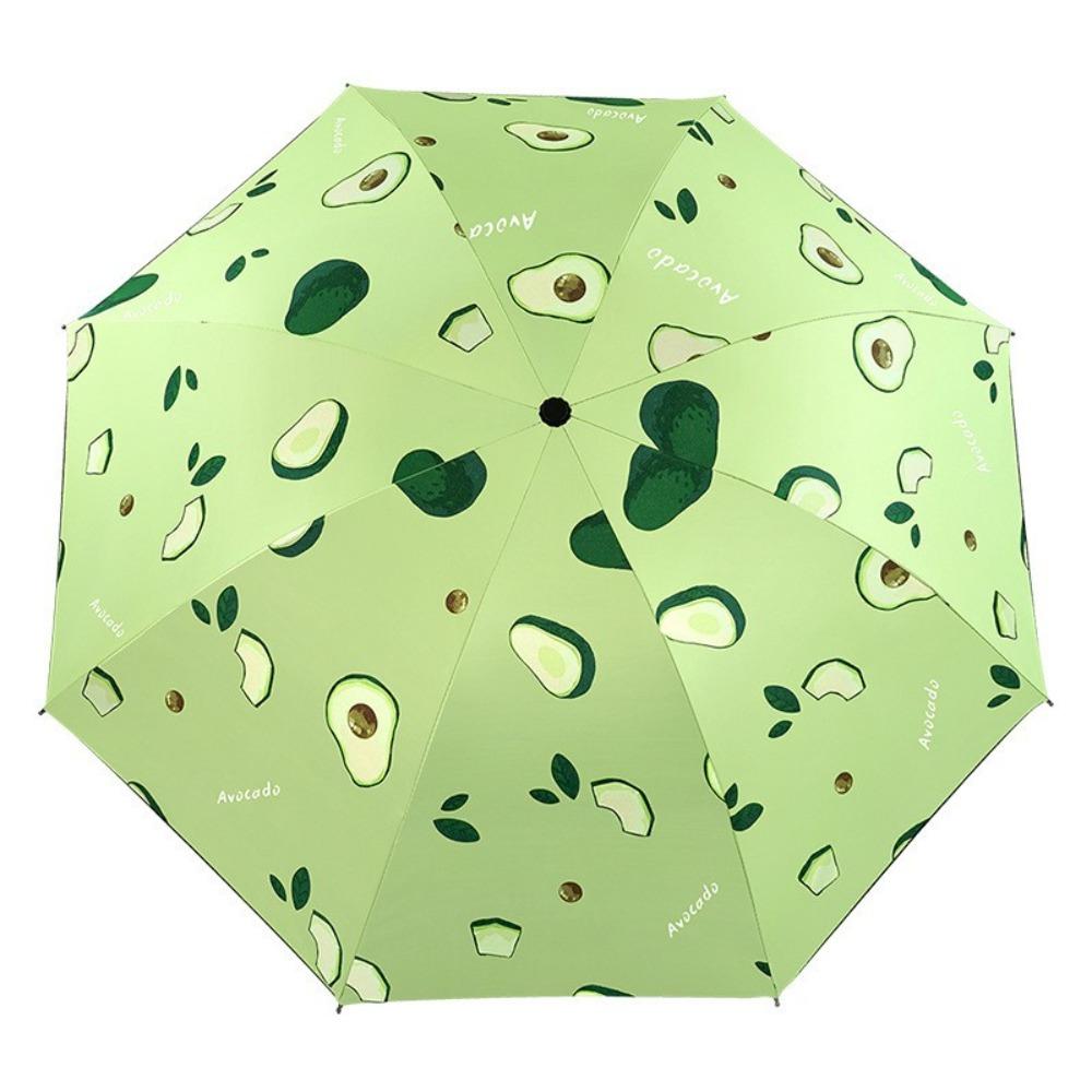 Windproof Fruit Print Umbrella Black Rubber Handle Sun Umbrella UV Protection Umbrella Outdoor Use