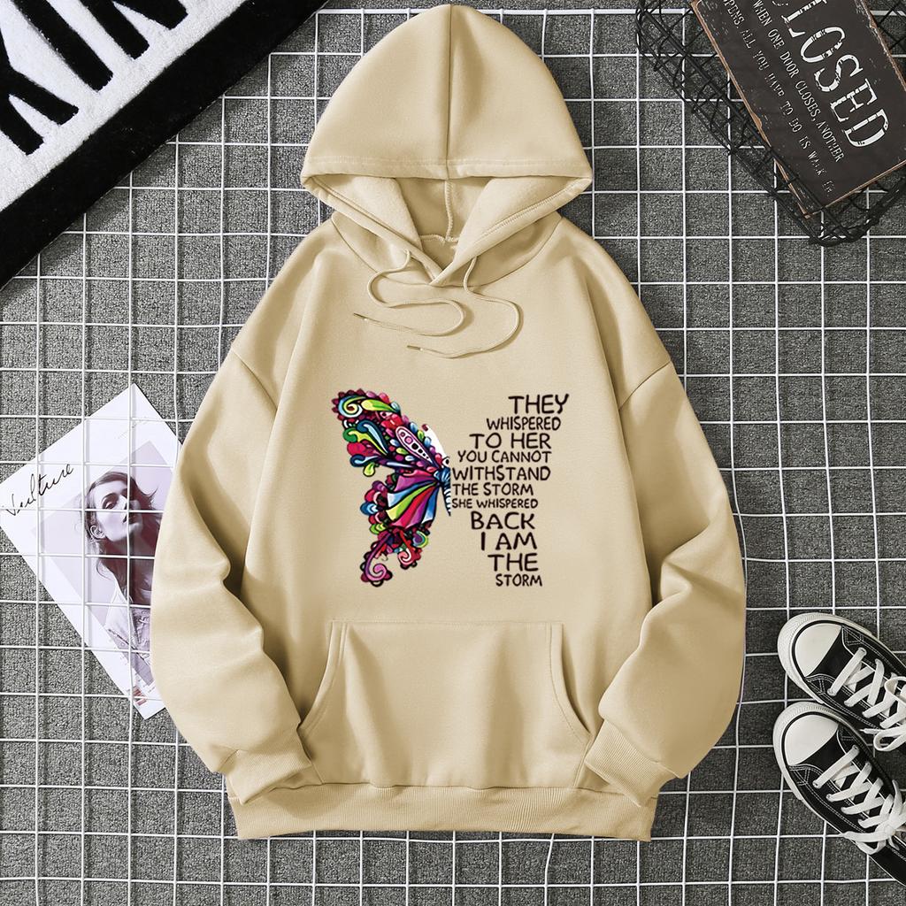Loose Plus Size Hoodie with Women's Print Trendy Versatile Letter Loose Hooded Top 7046