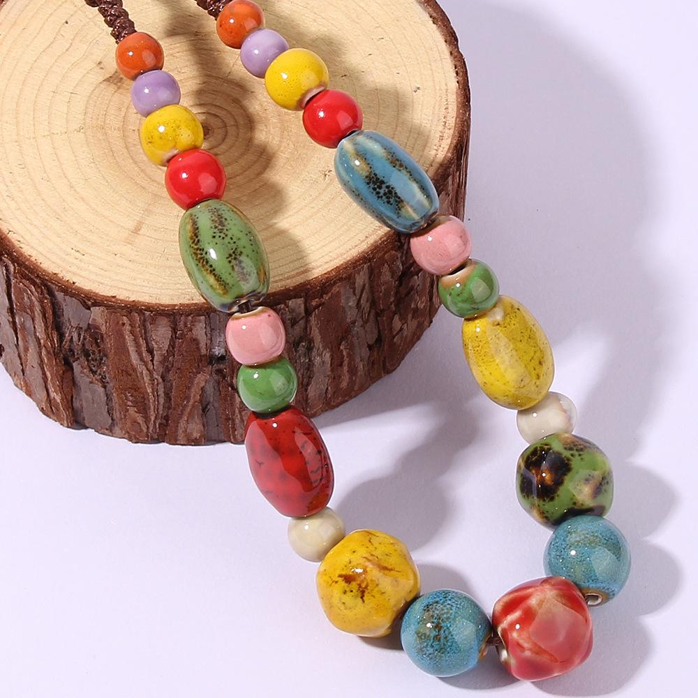 

Colorful Handmade Ceramic Necklace Multilayer Adjustable Boho Bohemian Colored Choker Ethnic Style Beaded Jewelry Niche Design
