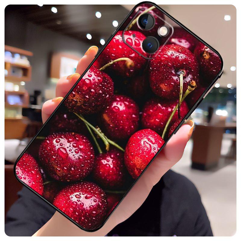 Essen Obst Rote Kirsche Hülle Für iPhone 14 Pro Max 16 15 11 12 13 17 Pro Max mini 15 16 Plus 16e 17 Air Handyhülle