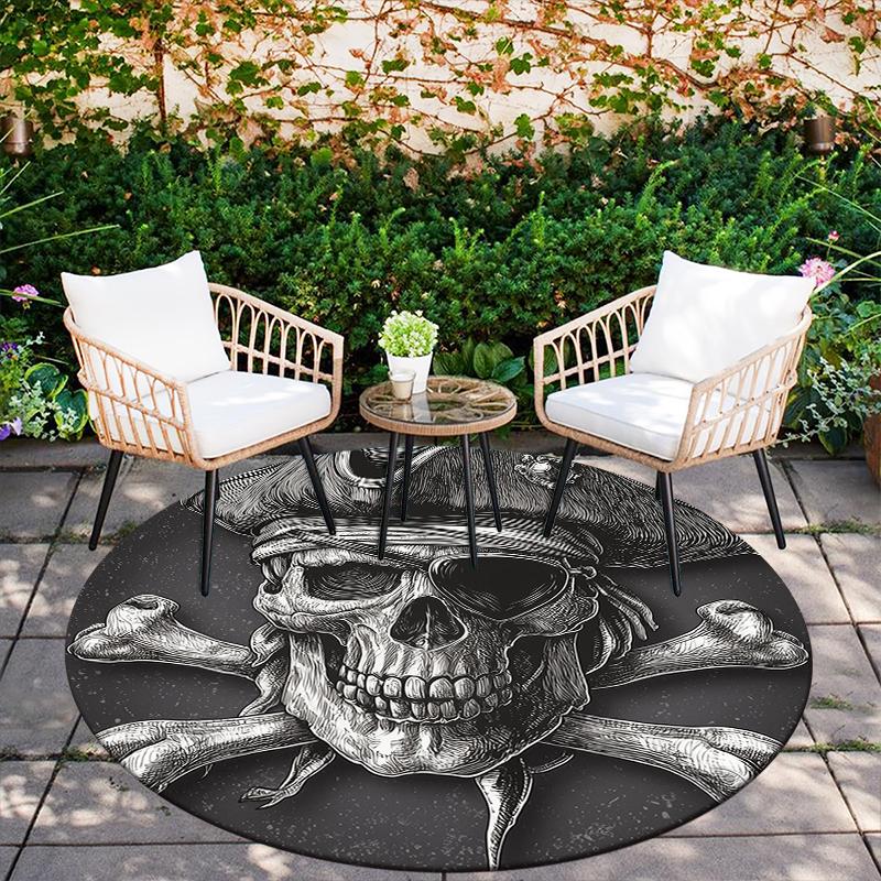 Skull pattern round rug,Carpet Rug for Living Room Bedroom Sofa Playroom Decor,Non-slip Floor Mat,Holiday Gifts and Birthday Gifts