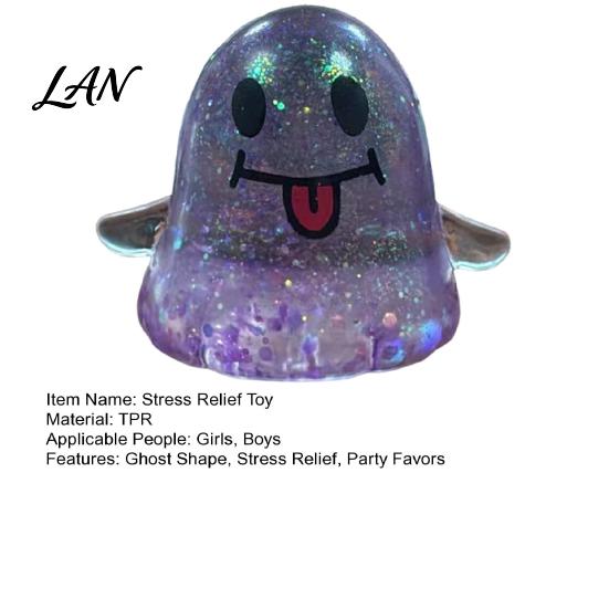 Portable Stress Relievers Halloween Ghost Relief Toy, Soft Spooky Squeeze Sensory Toys Cartoon Party Favors for Adults and Kids Toy