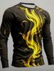 3D Printed Flame Scratch Pattern 3D Printed Autumn Men's Crew Neck T-Shirt Casual Long Sleeve Oversized Pullover Fashion Tops