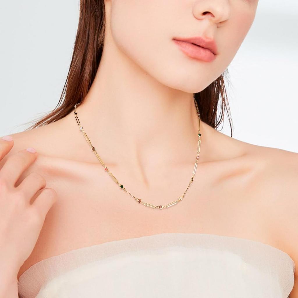 Pandahall 6.56 Feet 16K Gold Plated Stainless Steel Chains Rhinestone Paperclip Chains Crystal Chains Jewelry Craft Chains for DIY Necklace Bracelet