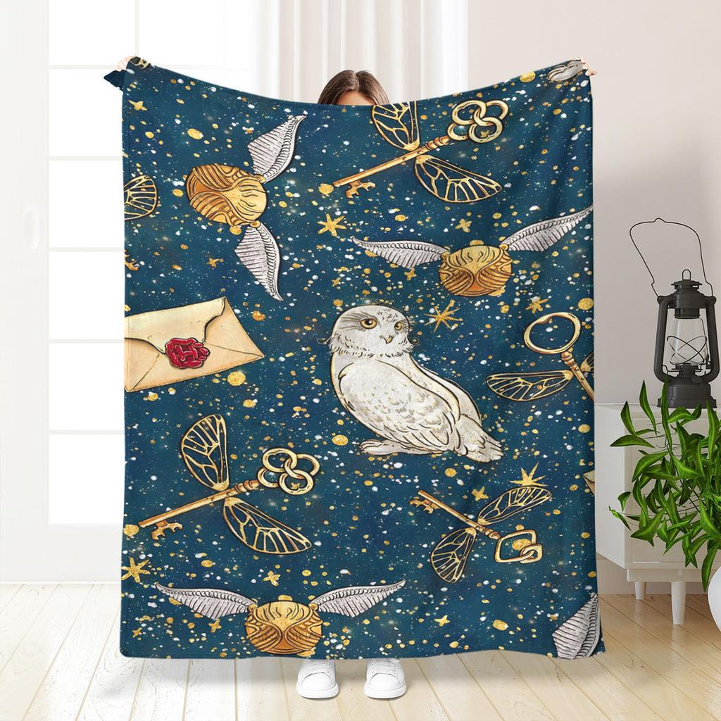 Owl Envelope Printed Blanket for Sofa Bed Travel Camping Living Room Office Conditioning Blanket for All Seasons Gifts