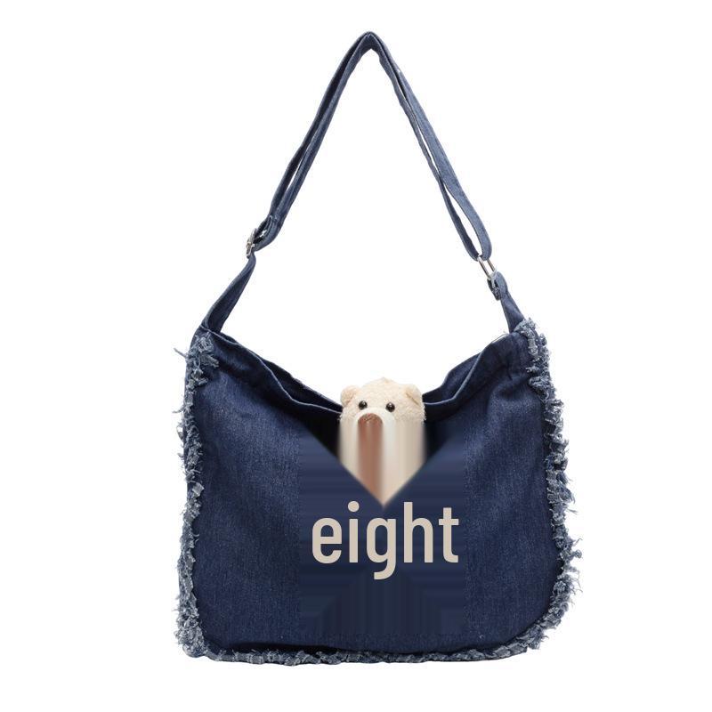 Large Casual Denim Tote: Versatile Canvas Shoulder Bag for Students & Commuters