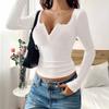 New Autumn and Winter Lace Button Fashion Short Sleeve Slim Sleeve Long Sleeve Top