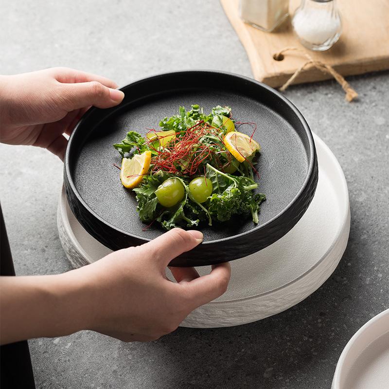 Pasta Dish Western Restaurant Dinner Plate El Stone Patterned Frosted Plate Vintage Rice Bowl Advanced Ceramic Dinner Plates