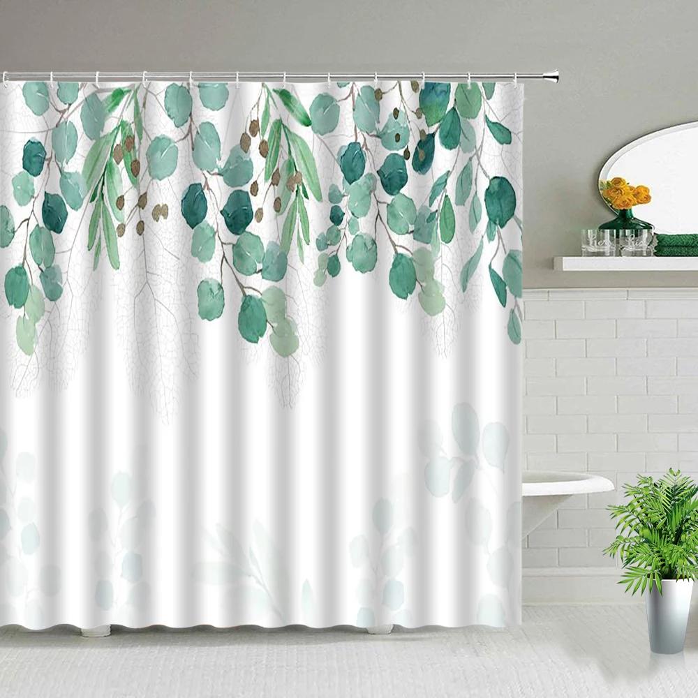 Flowers Plant Shower Curtains Beautiful Flower Purple Bathroom Decor Bathroom Screen Polyester Frabic Waterproof Cloth Curtains
