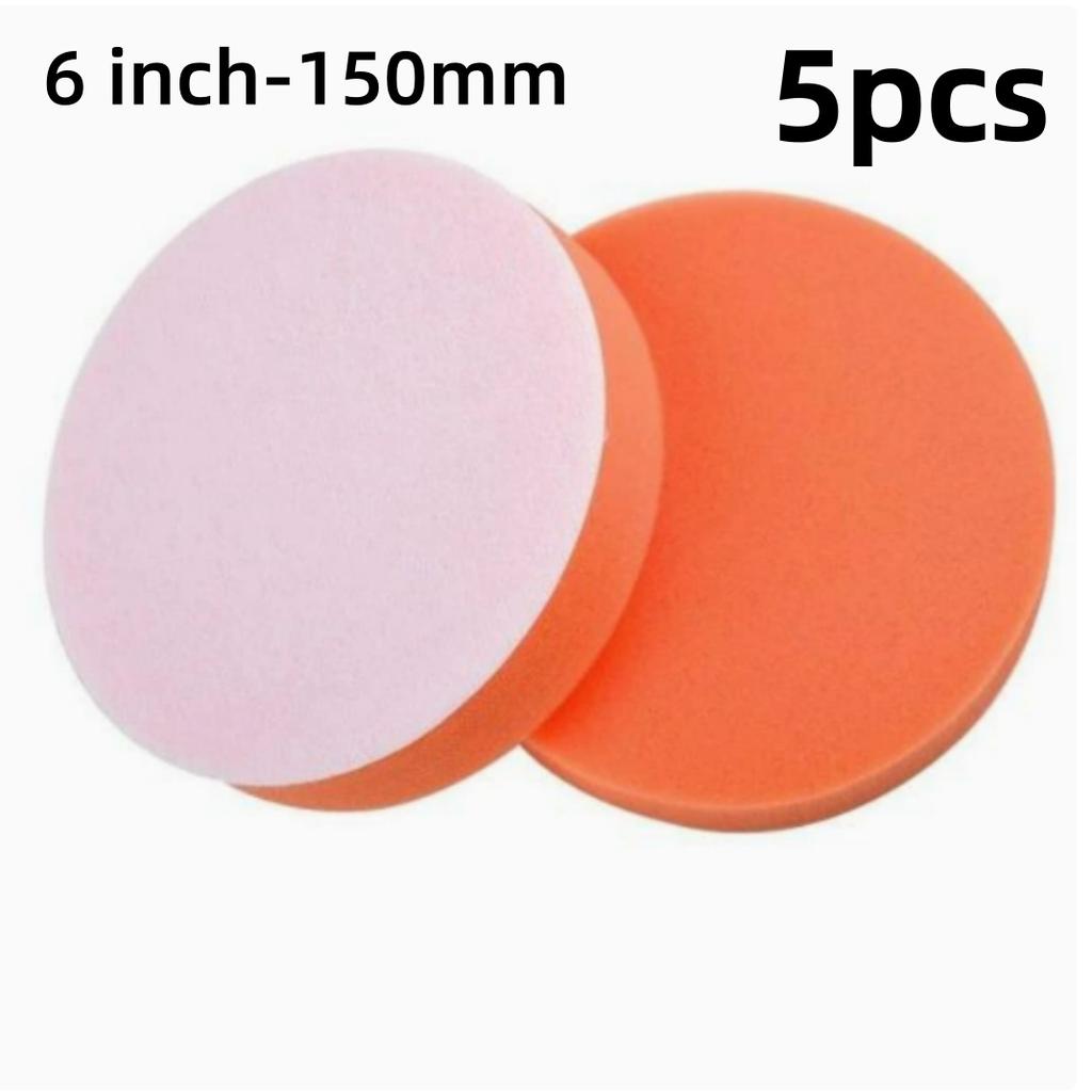 5pcs 5/6inch Car Polishing Buffer Pads Flat Sponge Waxing Pad Kit Self Adhesive Sponge Disc Automotive Beauty Care Accessories