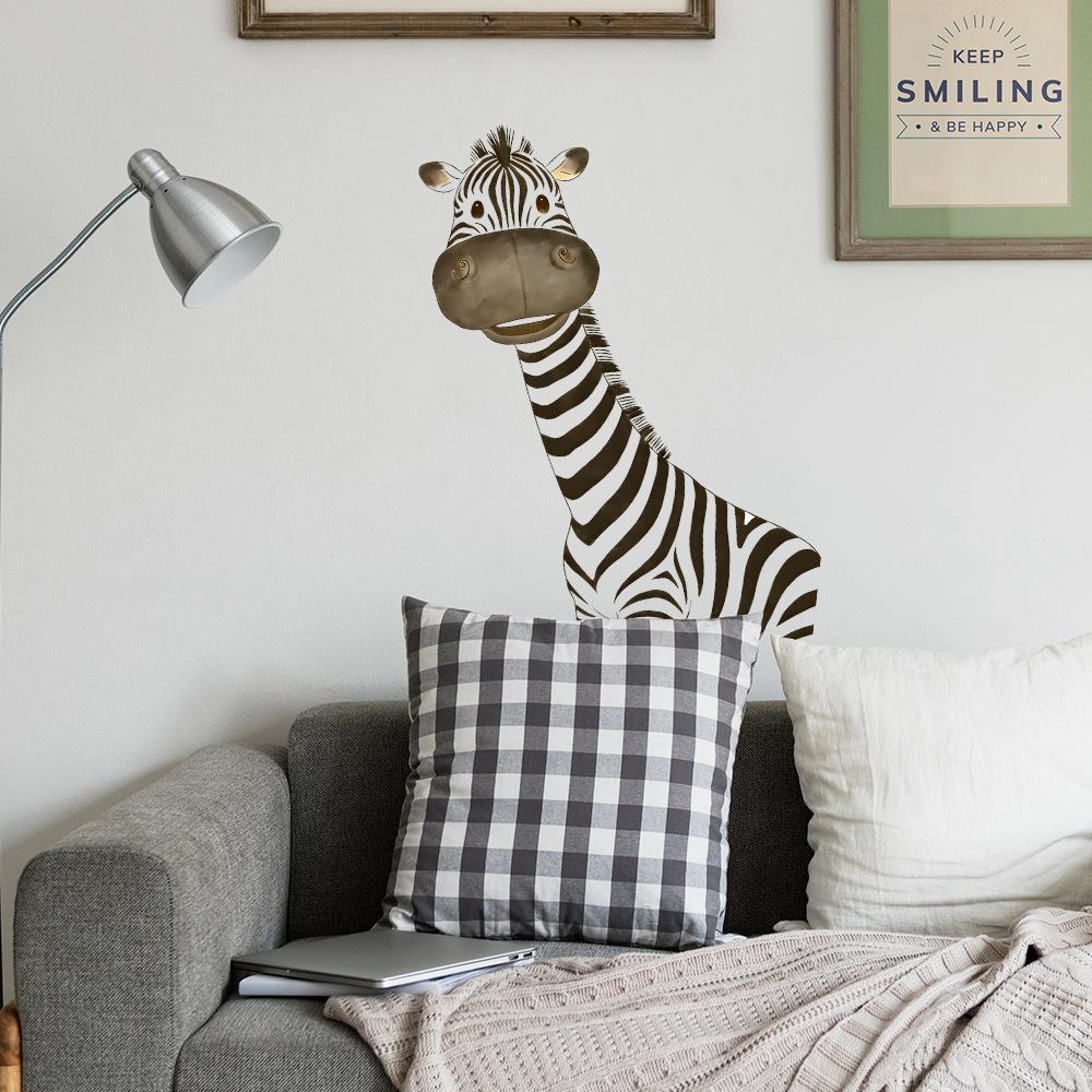 3D Cute Zebra Wall Sticker Waterproof Removable Self-Adhesive for Living Room Bedroom Home Decor
