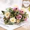 Rose Wedding Artificial Flower Bridal Bouquet Diy Wedding Home Table Center Decoration Simulation Plant Shoot Prop Fake Flower