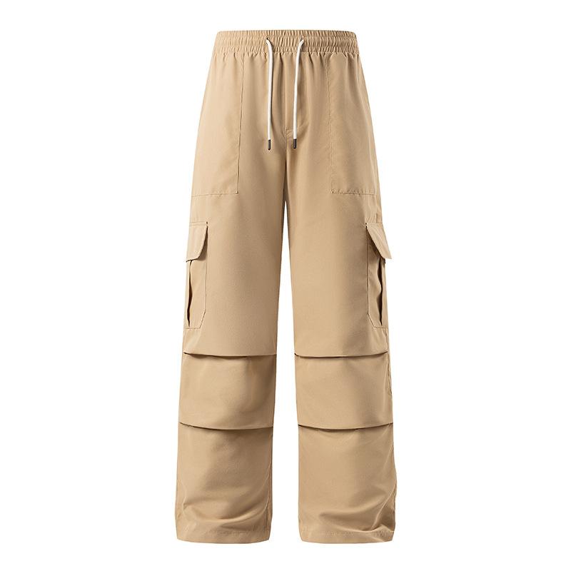 American wide-leg versatile wear-resistant men's loose straight-leg pants spring and autumn two-color casual overalls