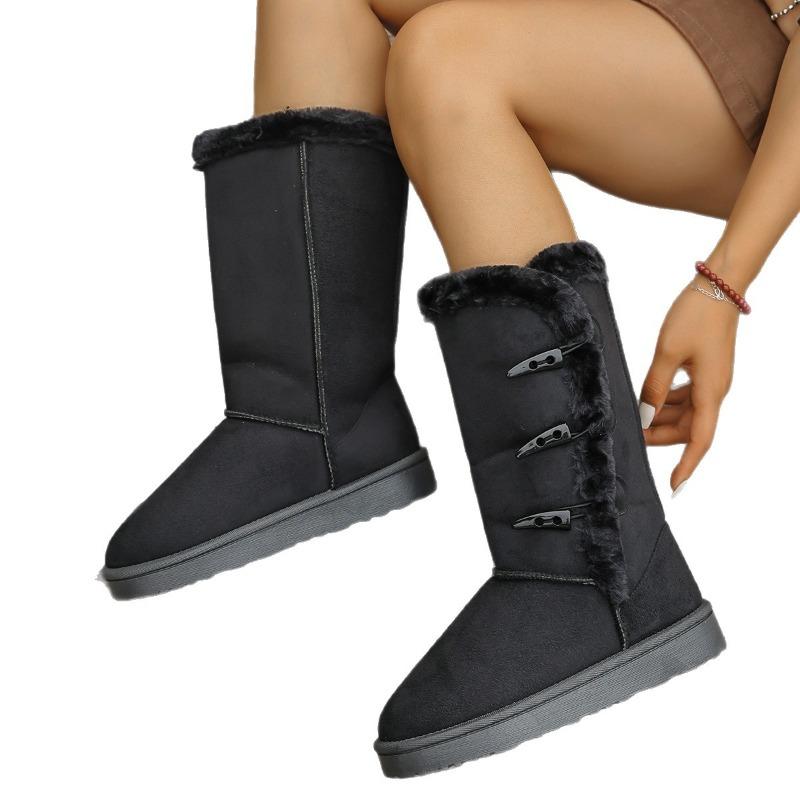 Cross-Border Trade 2025 Winter New Arrival: Women's Thick-Sole Fleece-Lined Snow Boots - Warm, Slip-Resistant, Height-Enhancing