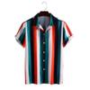 Summer new men's top striped D print men's cardigan lapel