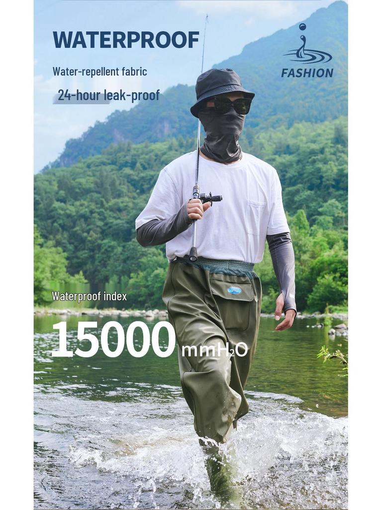 Waders de Pesca Impermeáveis até à Cintura com Botas: Calças de Chuva Duráveis e Resistentes ao Desgaste para Homens e Mulheres