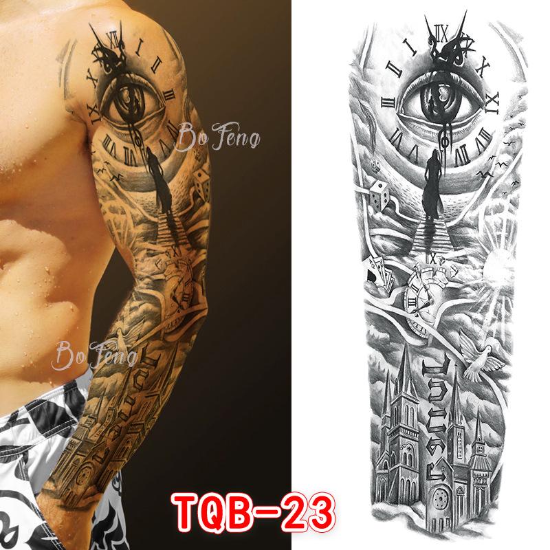 Waterproof Full Arm Floral Tattoo Stickers - Cross-Border Design for Europe & America