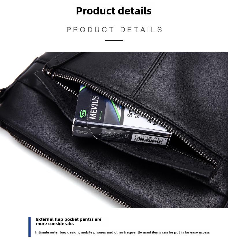 Shihua Eden Men's Genuine Leather Vertical Shoulder Messenger Bag - Trendy Korean Business Casual Backpack