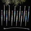 12Pcs Transparent Christmas Icicle Pendants Twisted Design Crushed Ice Acrylic Christmas Tree Ornaments DIY Elegant
