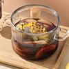 1.6L Double Ear Striped Glass Pot Easy Cleaning Soup Heating Pot Kitchen Accessoires