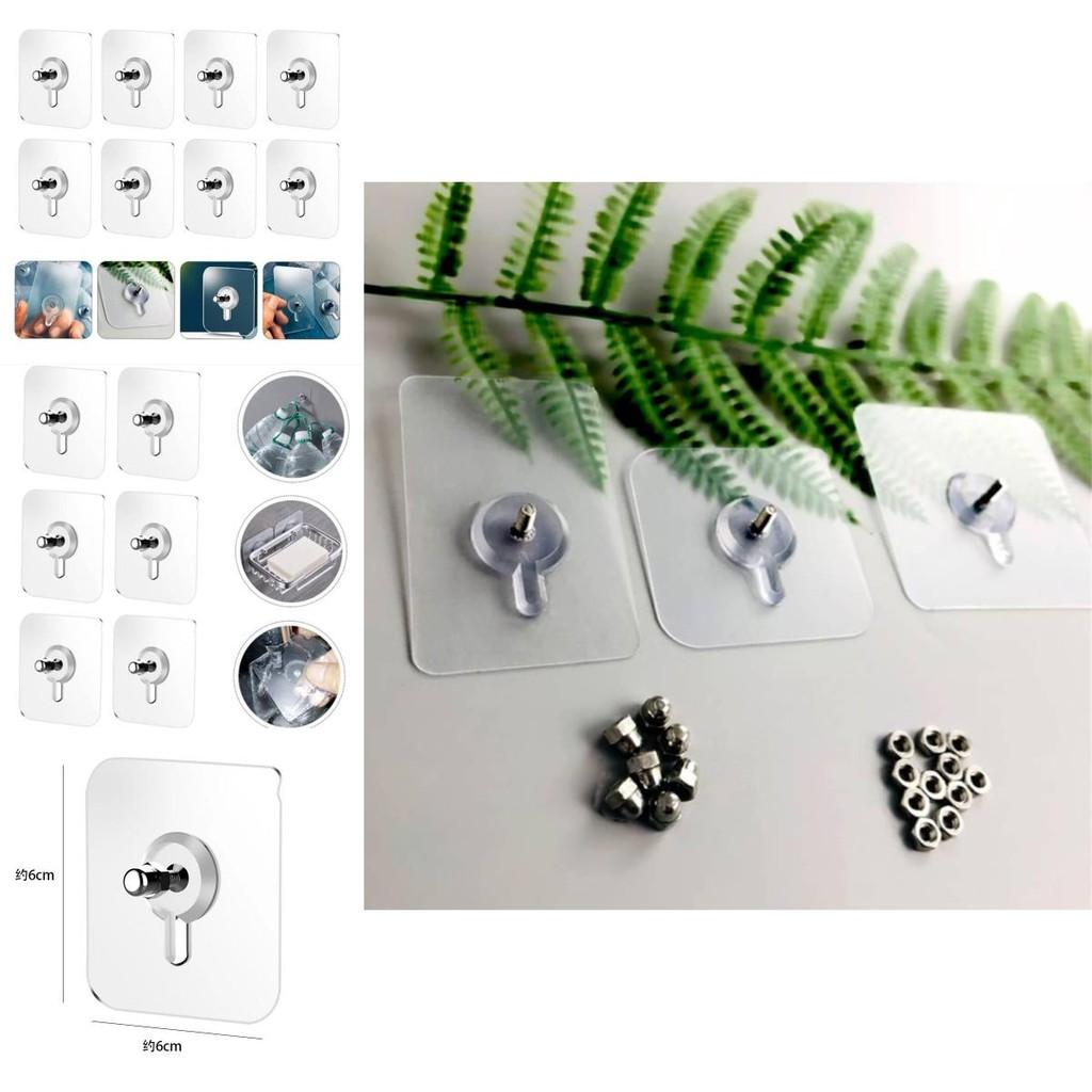 Non Drill Adhesive Hook Stainless Steel Transparent Wall Mount For Home Organization