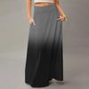 Women's Casual Leisure Foldable Gradient Print High Waist With Pocket Draped  Relaxed Long Maxi Skirt