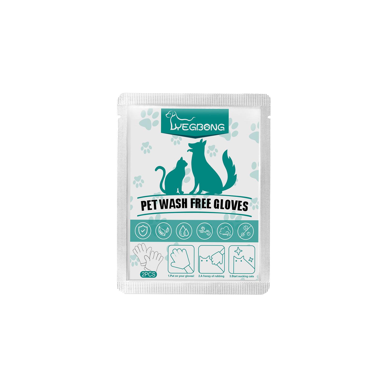 

Салфетки для купания Yegbong Pet Cleaning Glove для собак и кошек, дезодорирующие салфетки для ухода за лапами, телом и задницей, не требующие смывания 2pcs