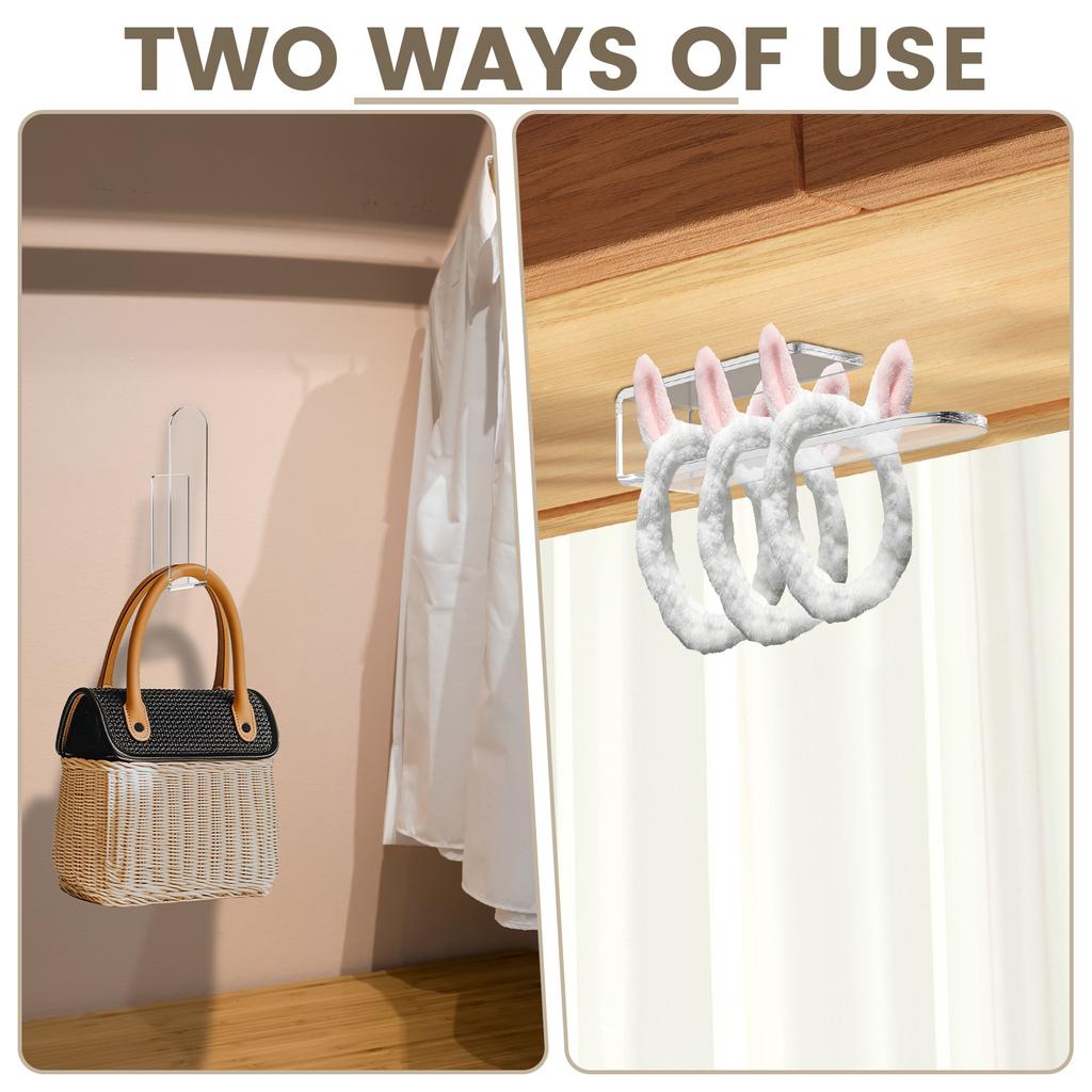 4Pcs Acrylic Baseball Caps Rack Self-Adhesive Wall Mounted Hat Hook Organizer J-Shaped Hat Storage Holder Closet Hanger