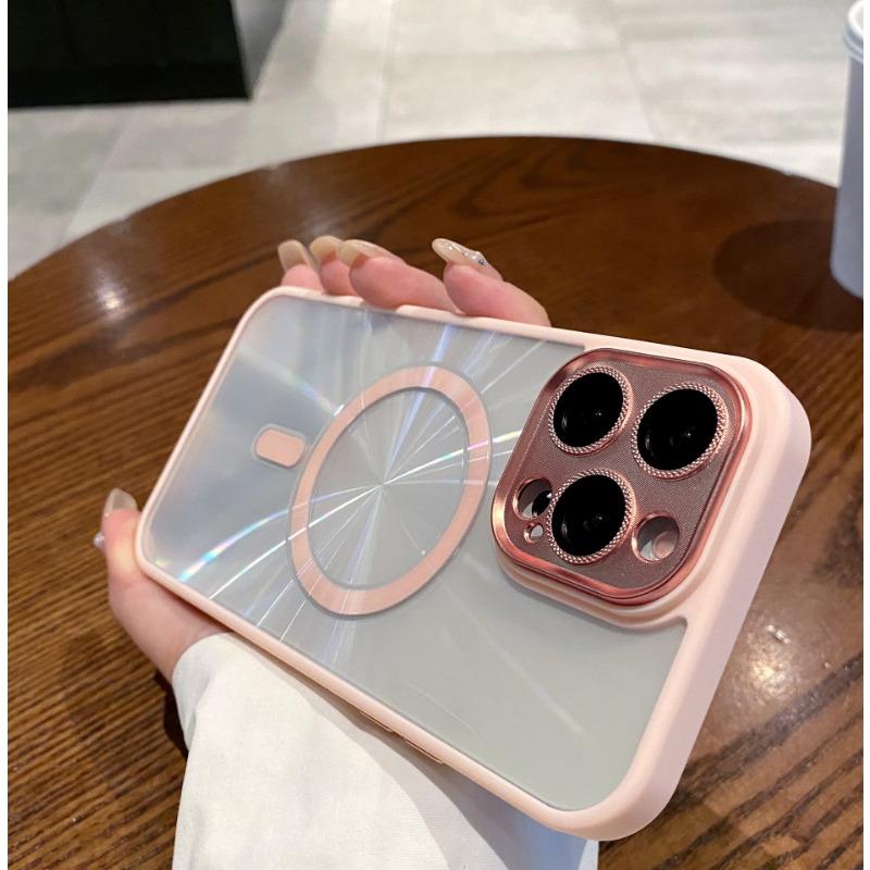 Suitable for Apple 15promax Phone Case, Transparent Aurora GD Pattern, Iphone14 Magnetic Anti-drop Case 13, Eye-protecting and Hard