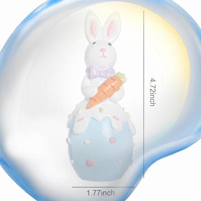 Easter Resin Bunny Desktop Ornaments with Egg Charming Rabbit Ornaments for Easter Party Indoor Home Decor