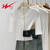 T-shirt da donna a maniche medie, scollo a V, vestibilità aderente