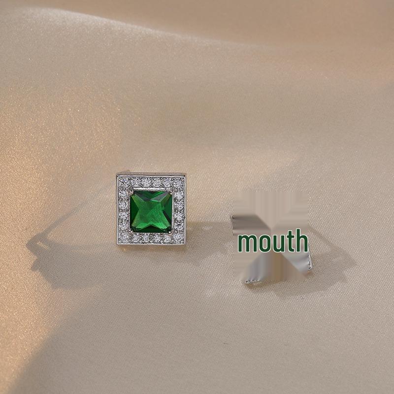 

Emerald Zircon Stud Earrings: Simple Japanese & Korean Style for Women