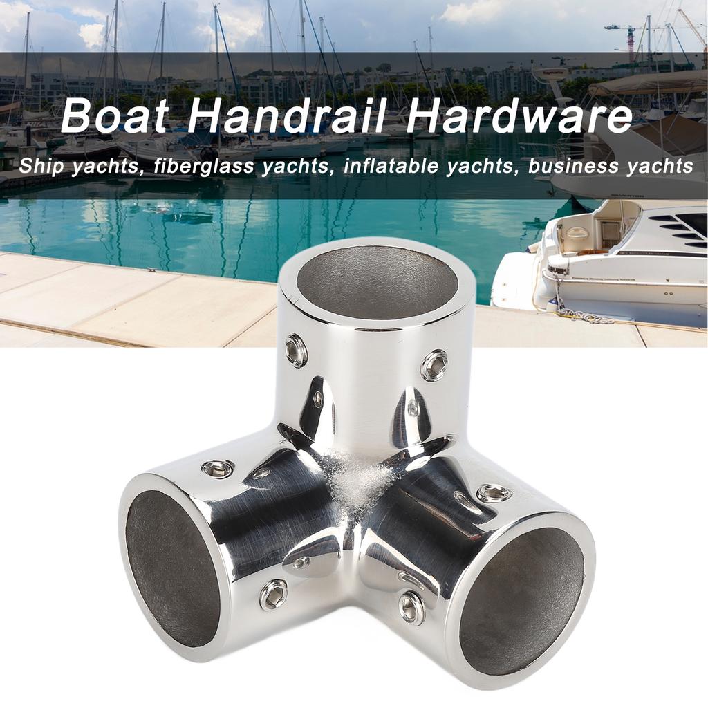 3 Way Corner Tee Joint 316 Stainless Steel Mirror Polished Yacht Hand Rail Elbow Pipe Fittings