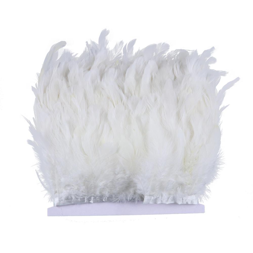 1M 5M 10M Natürliches Hahnenfedern-Besatz 10-15Cm Weiße Federnband Für Basteln Karnevalsparty Kleiderdekoration Zubehör