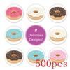 50-500Pcs Donuts Sticker 1Inch Colorful Kids Label Baking Store Decorations Classroom Teacher Encourage Student Reward Stickers