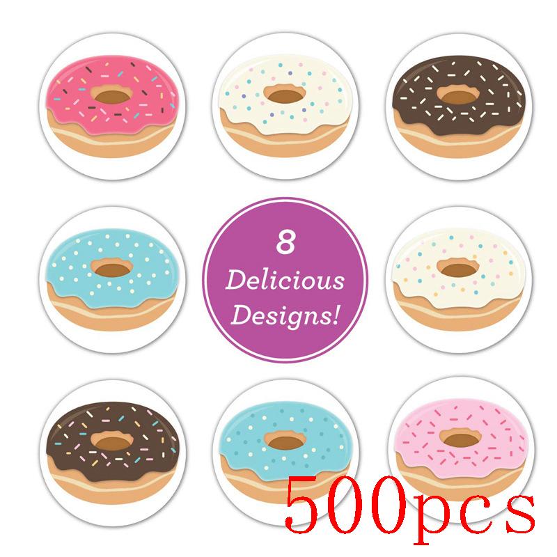 50-500Pcs Donuts Sticker 1Inch Colorful Kids Label Baking Store Decorations Classroom Teacher Encourage Student Reward Stickers