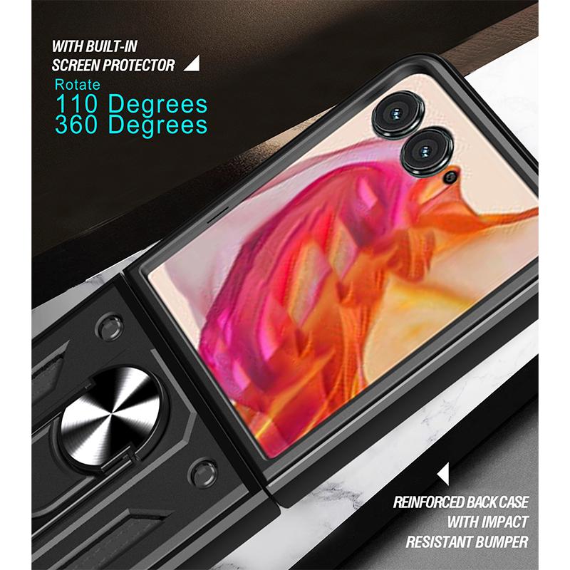 Kryt na telefon s posuvným krytem fotoaparátu pro Motorola Moto Razr 50 Ultra Nárazuvzdorný Vestavěný 360° stojánek