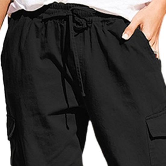 Elastický pas Stahovací šňůrka Rovné Cargo Kalhoty Vysoký pas Více kapes Dámské Kalhoty Streetwear