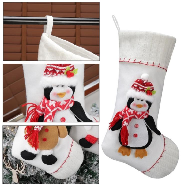 Christmas Stocking for Fireplaces Decoration Stylish Hanging Gifts Bag Santa/Snowman/Elk/Penguins Party Supplies
