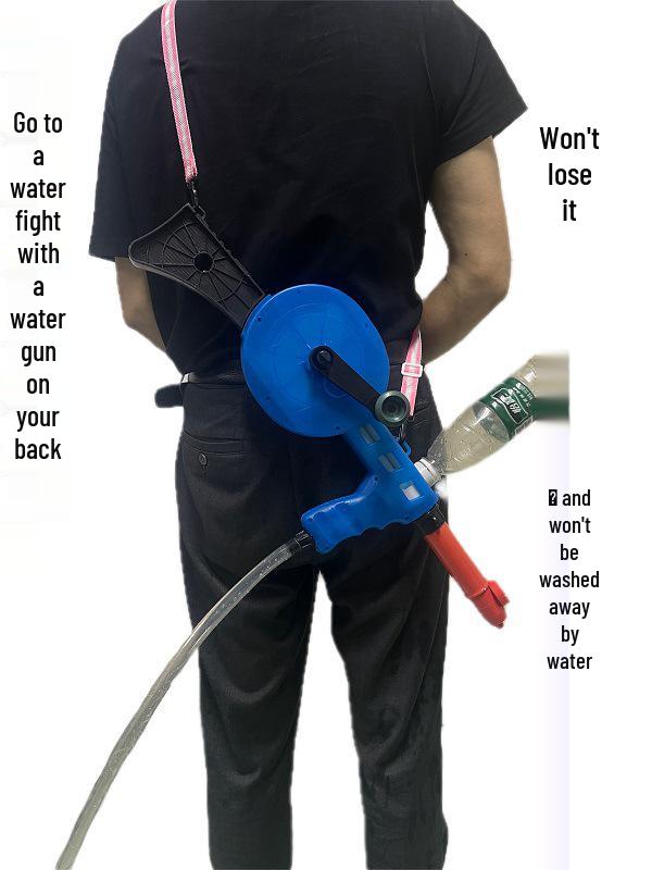 Hand-Cranked High-Pressure Water Gun with 1.5m Silicone Hose for Continuous Spray